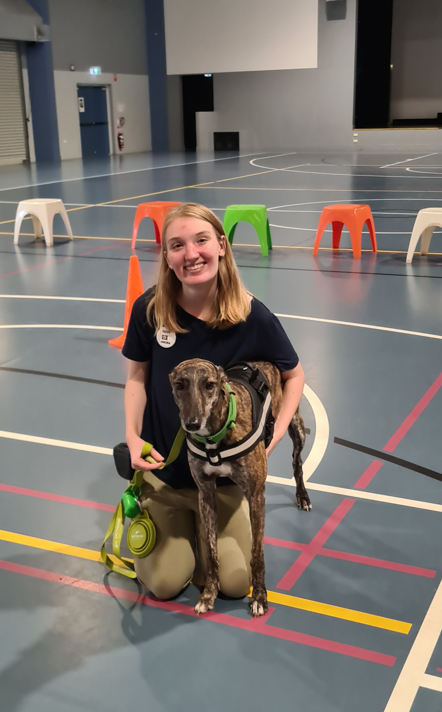 Lizzie poses with dog